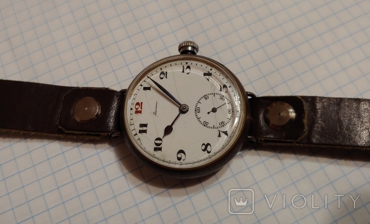 Швейцарские часы периода ПМВ 1914 годов красная"12" Swiss made., фото №4