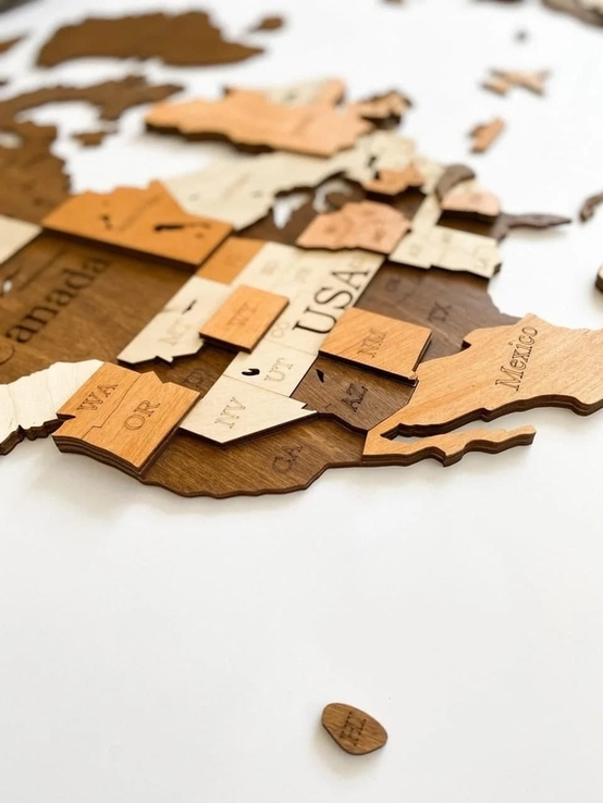 Деревянная карта мира на стену из дерева - Многослойная/Настенная/Декоративная, photo number 8
