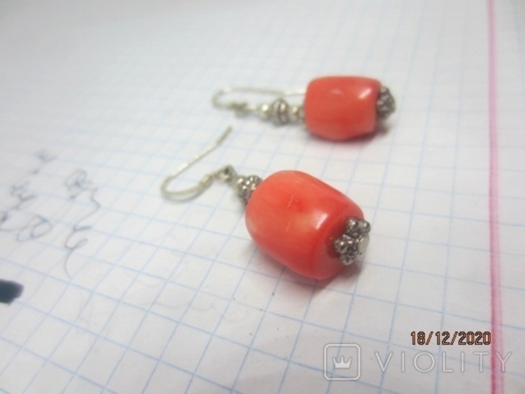 Earrings silver 925 coral vintage, photo number 3