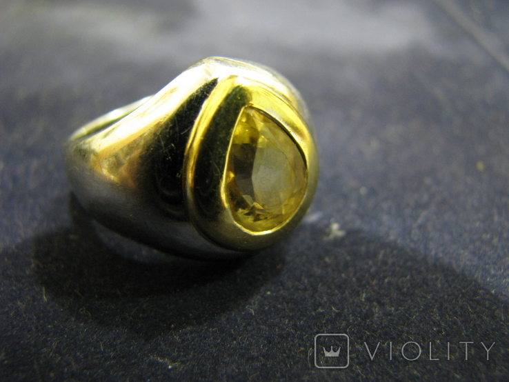 Перстень с желтым камнем. Золото., фото №3