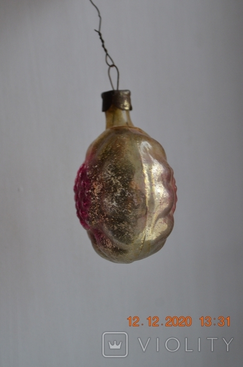 Стара скляна ялинкова іграшка на ялинку «Квіточка». З СРСР. Діаметр 5 см., фото №7