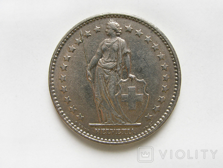 2 франка Швейцарии 1968 г., фото №3