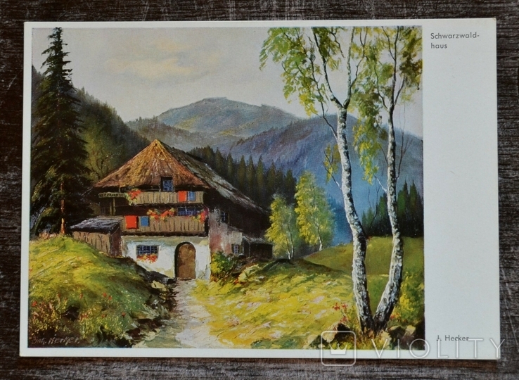 Винтажная открытка. J. Hecker "Schwarzwald-haus". Германия., фото №2
