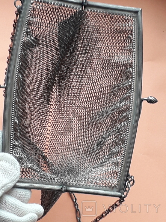 Коктейльная сумочка, кольчужное плетение, серебро, 221 грамм, Франция, фото №8