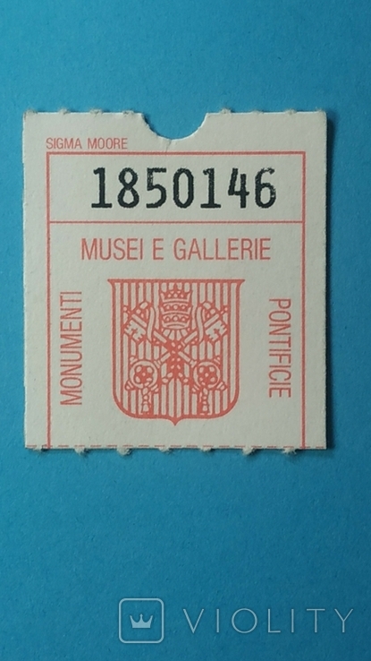 Входной билет - Памятники, Музеи и Галереи. Ватикан Рим Италия 1975г., фото №2