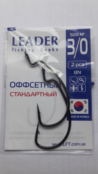 Крючки Leader оффсетный стандартный #3/0 (№77).