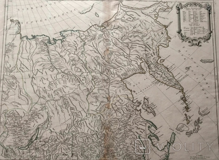 1745 Восток России, полуостров Япония, море Байкал (огромная карта 68х53 Верже) СерияАнтик