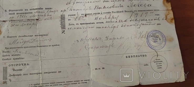 Паспорт Харьковской губернии,г. Ахтырка(бланк 1914г.), фото №4