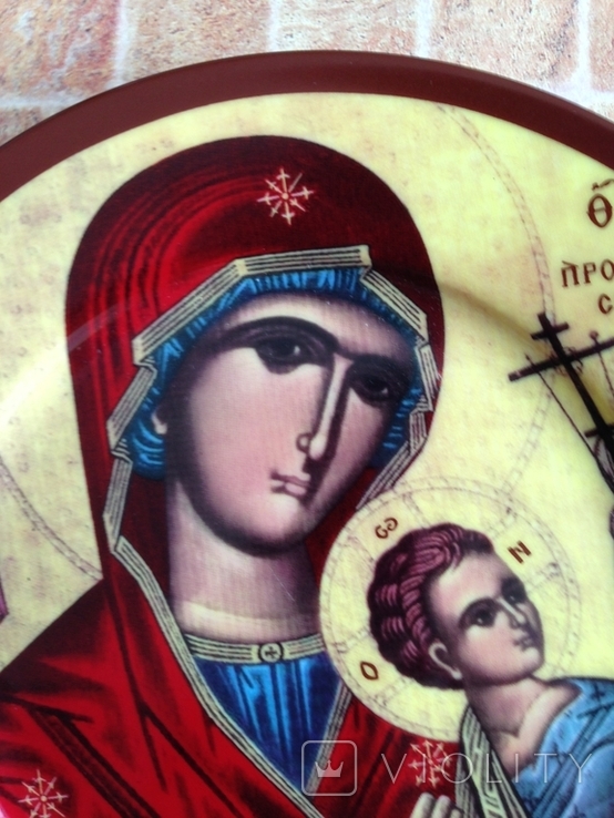 Настенная тарелка с ликом Божьей матери новая, фото №3