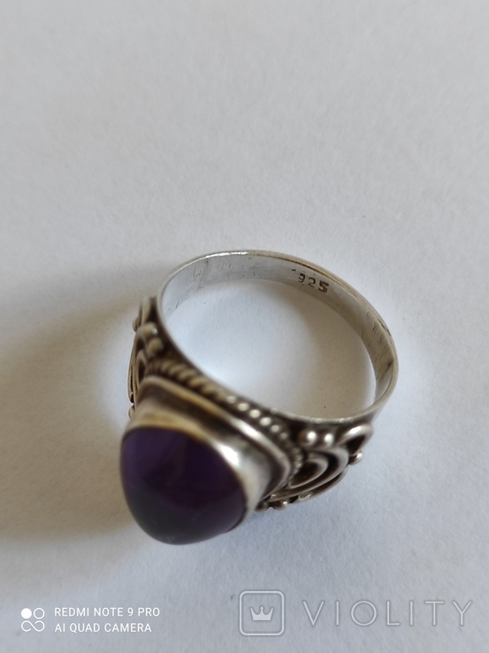 Срібний перстень з натуральним аметистом, фото №5