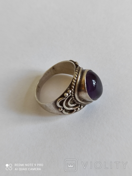 Срібний перстень з натуральним аметистом, фото №8