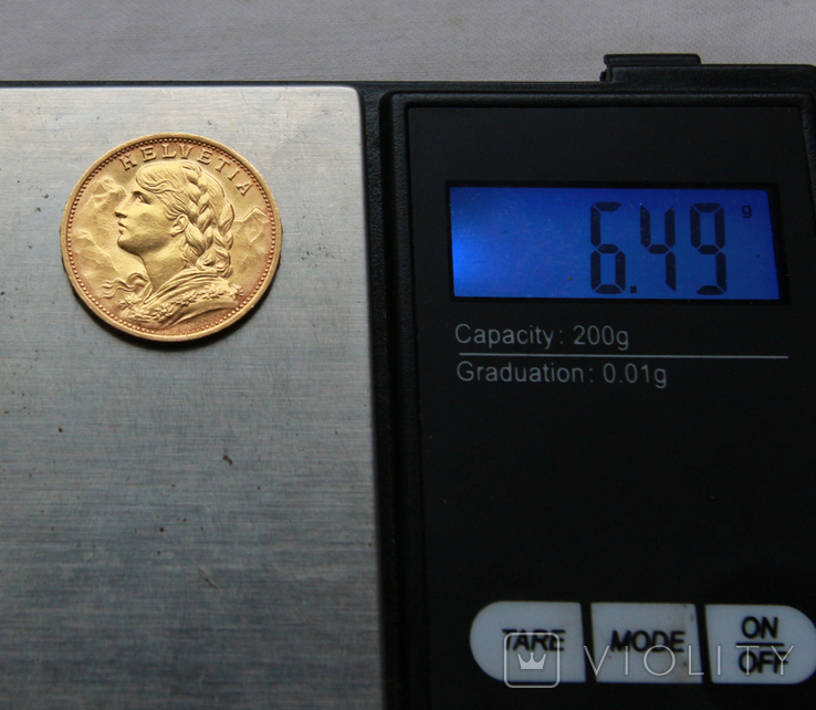 20 франков 1902 г Швейцария золото 6.50 г, фото №4