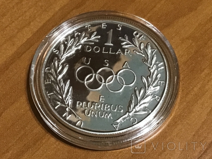 США 1 доллар 1988 г. Серебро XXIV Летние Олимпийские игры в Сеуле 1988 года., фото №3