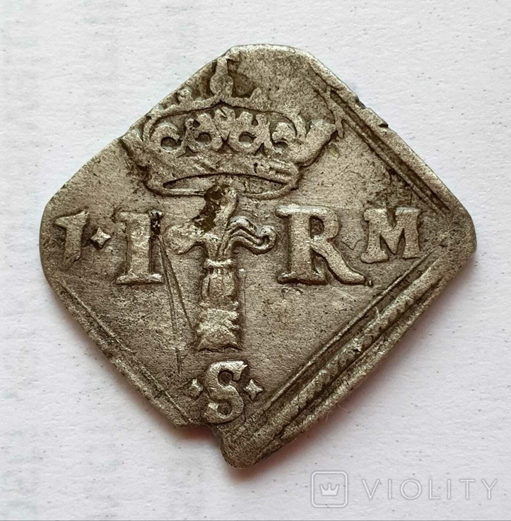 Шведская монета-клиппа 1 марка 1571года JOHAN III (Юхан III), фото №2