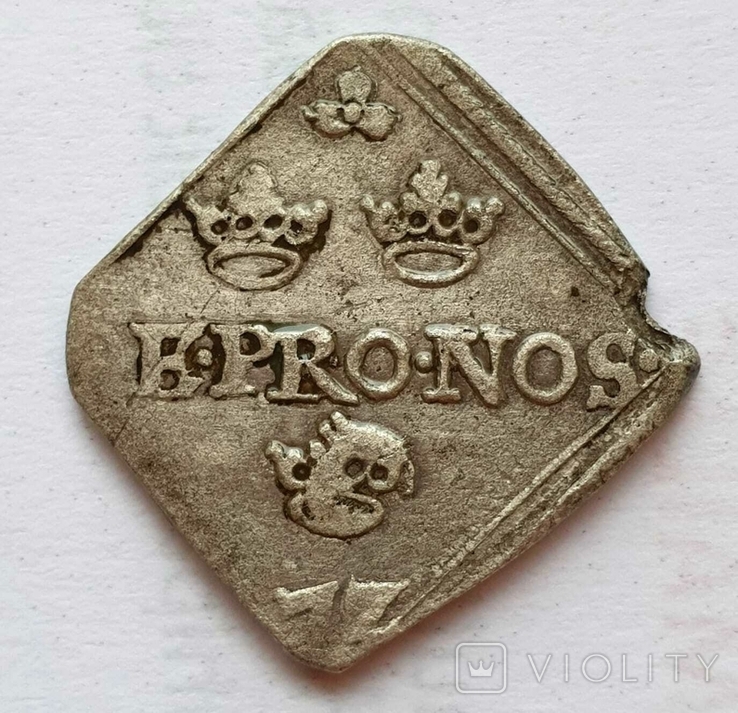 Шведская монета-клиппа 1 марка 1571года JOHAN III (Юхан III), фото №3