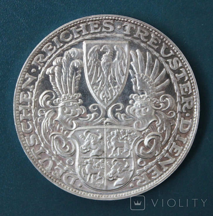 5 марок 1927 года, 80 лет Гинденбургу,медальный выпуск, фото №3