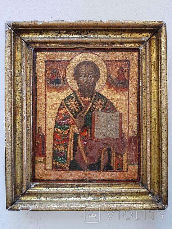 Икона Святого Николая Чудотворца на золоте. Ветка. 24,5 х 19,5 см., фото №2
