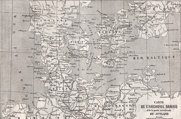 XIX век. Географическая подборка. Дания. (26,7х19,1см.).(3)