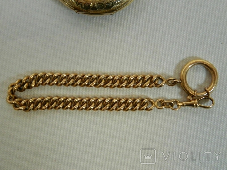 Золотые карманные часы с шатленом, фото №11