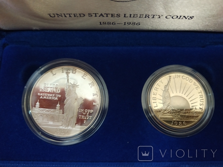 США 1 и1/2 1986 набор ПРУФ серебро Статуя Свободы BOX сертификат, фото №4