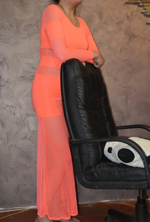 Летнее платье, новое - цвет персик с прозрачными вставками, фото №6