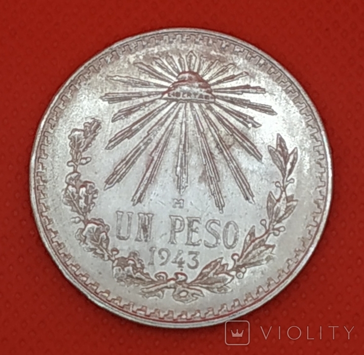 Мексика 1 песо 1943 серебро, фото №2