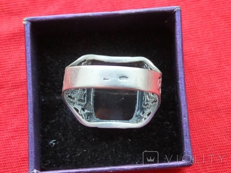 Кольцо серебряное с черным камнем( 21 размер)( 5.77 грама) ( 925 проба тризуб), фото №4