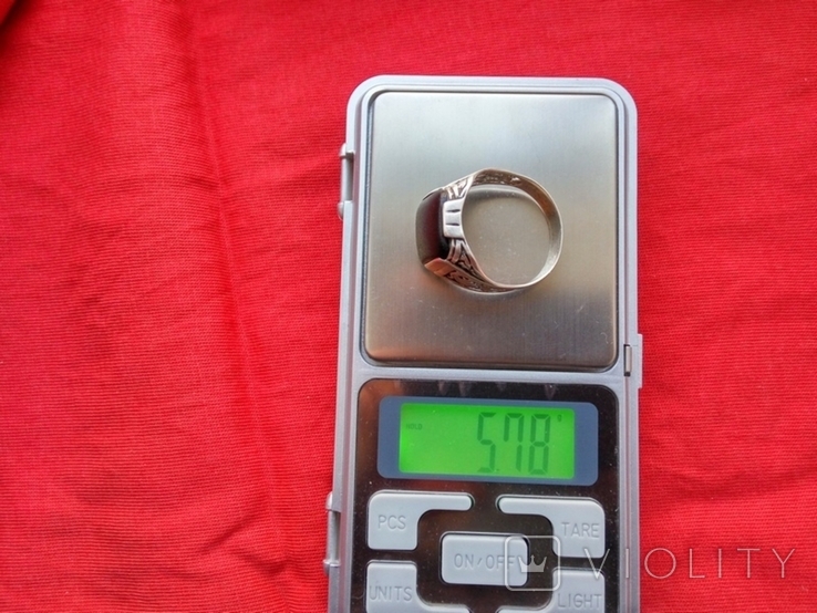 Кольцо серебряное с черным камнем( 21 размер)( 5.77 грама) ( 925 проба тризуб), фото №8