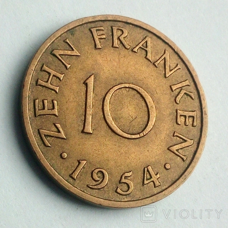 Саар 10 франков 1954 г., фото №3