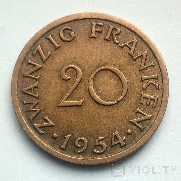 Саар 20 франков 1954 г., фото №2