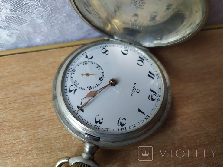 Швейцарський срібний кишеньковий Годинник Омега Omega, фото №7
