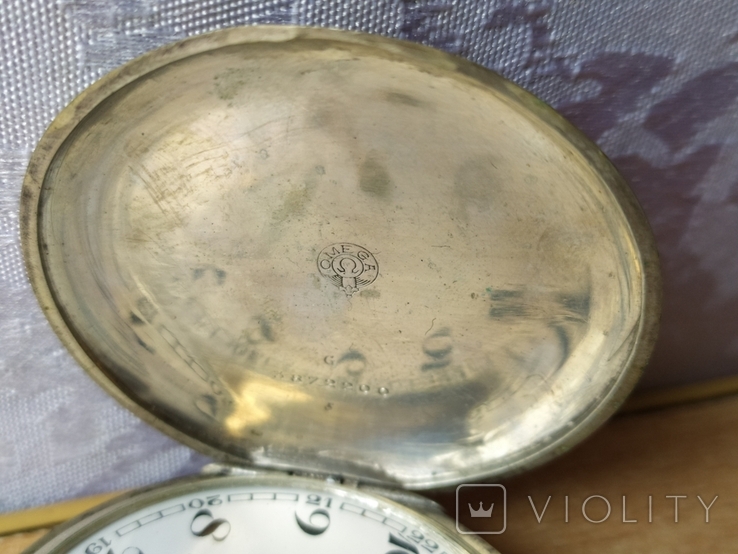 Швейцарський срібний кишеньковий Годинник Омега Omega, фото №8