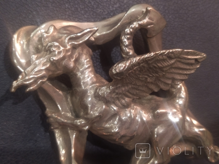 Дракон коллекционная статуэтка накладка бронза 202 грамма, фото №4