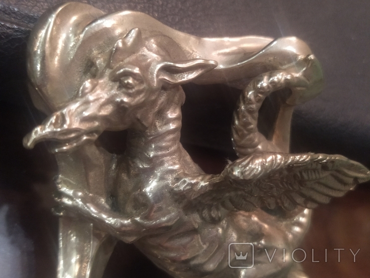 Дракон коллекционная статуэтка накладка бронза 202 грамма, фото №8