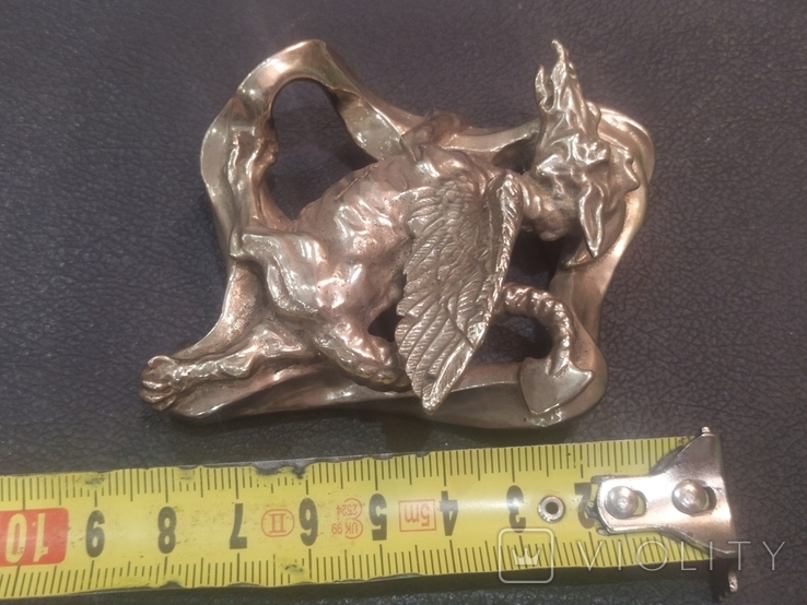 Дракон коллекционная статуэтка накладка бронза 202 грамма, фото №11