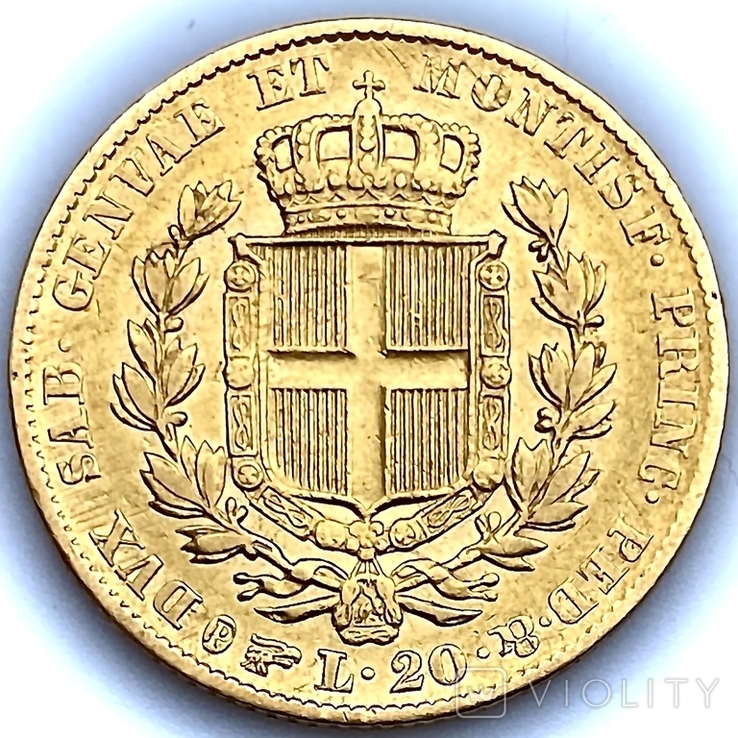 20 лир. 1834. Карл Альберт. Сардиния (золото 900, вес 6,40 г), фото №12