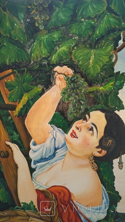 Девушка собирает виноград.( Итальянский полдень). Копия, фото №3