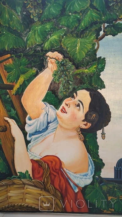 Девушка собирает виноград.( Итальянский полдень). Копия, фото №5