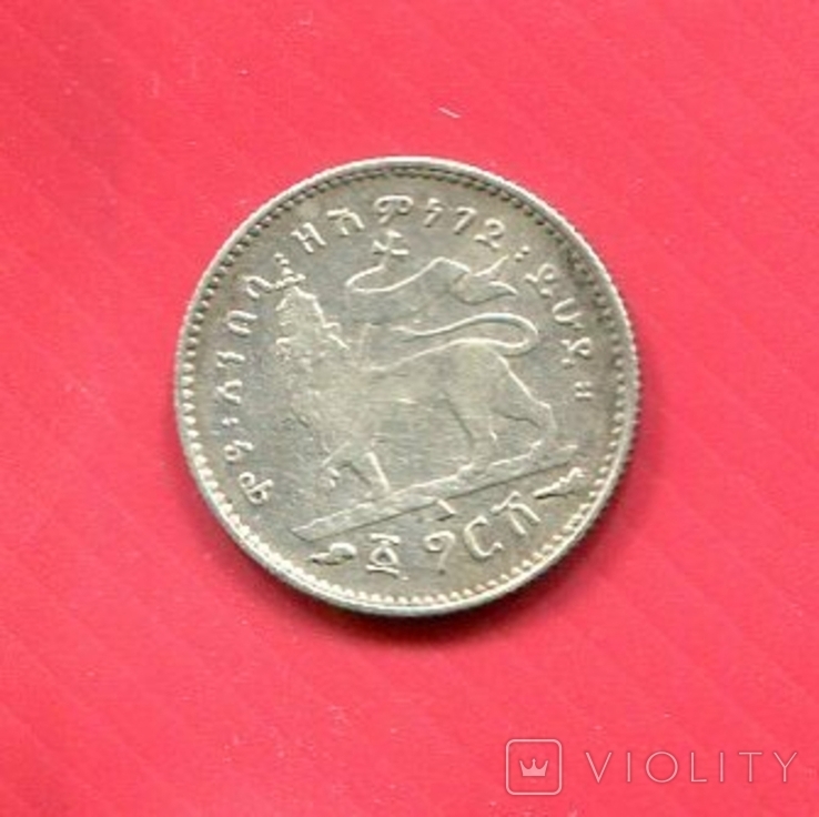 Эфиопия 1/16 бирр 1887 серебро Менелик I, фото №2