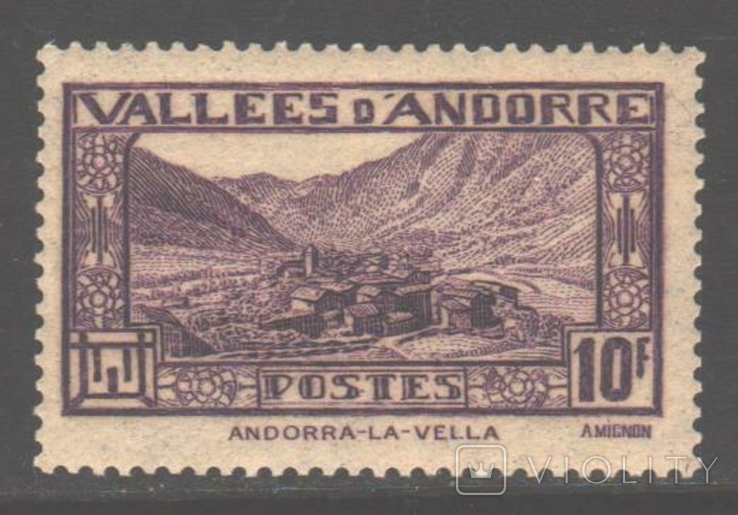 Андорра франц. 1932. Вид, 10 фр. *.