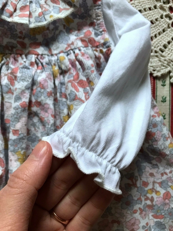 Набор комплект реглан сарафан платье вельвет в цветы Nutmeg на 0-1 мес, фото №6