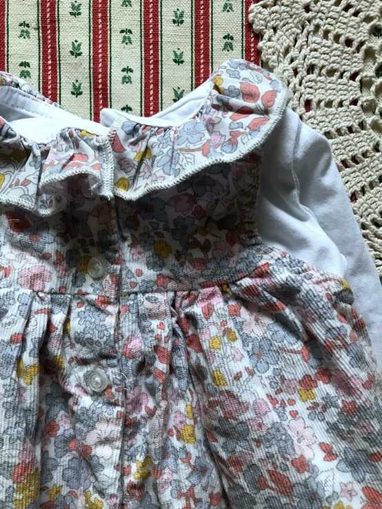 Набор комплект реглан сарафан платье вельвет в цветы Nutmeg на 0-1 мес, photo number 11