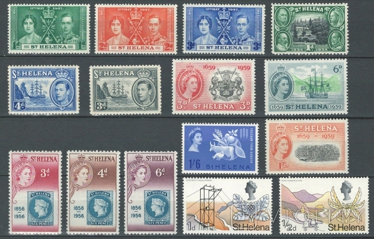 Бз01 Святой Елены о. 1934-1968*/** (15 марок МН (1 ряд) и MNH (2-4 ряды) без повторов