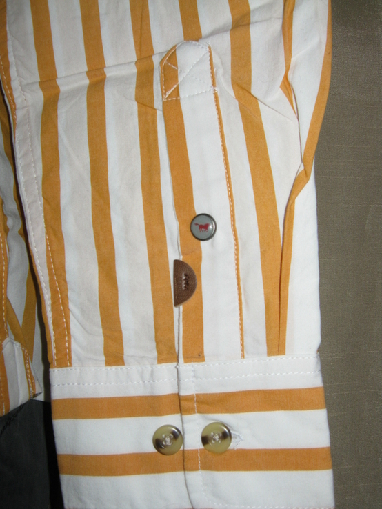 Мужская рубашка mustang slim fit, p. м, 100% хлопок приталенная германия, фото №5