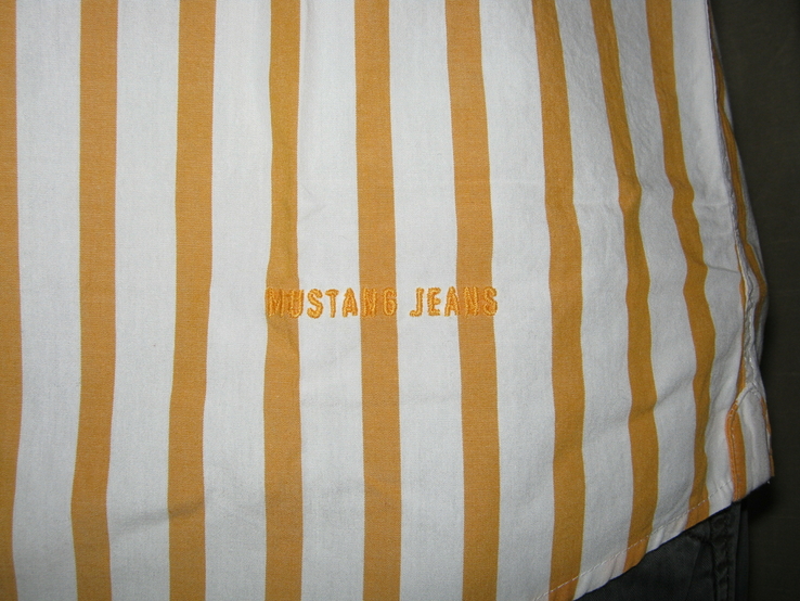 Мужская рубашка mustang slim fit, p. м, 100% хлопок приталенная германия, фото №6