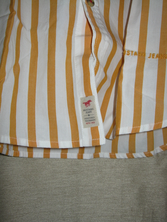 Мужская рубашка mustang slim fit, p. м, 100% хлопок приталенная германия, фото №8