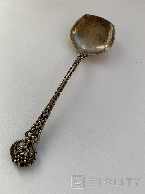 Ложка серебро с позолотой САХАРНАЯ 916 проба, фото №4