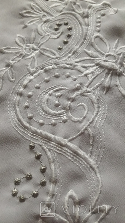 2 обрезка белой ткани с вышивкой. Длина 61, ширина 21 см, фото №4