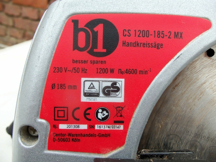 ПАРКЕТКА дискова пила B1 CS 1200-185-2 MX 1200W з Німеччини, photo number 4