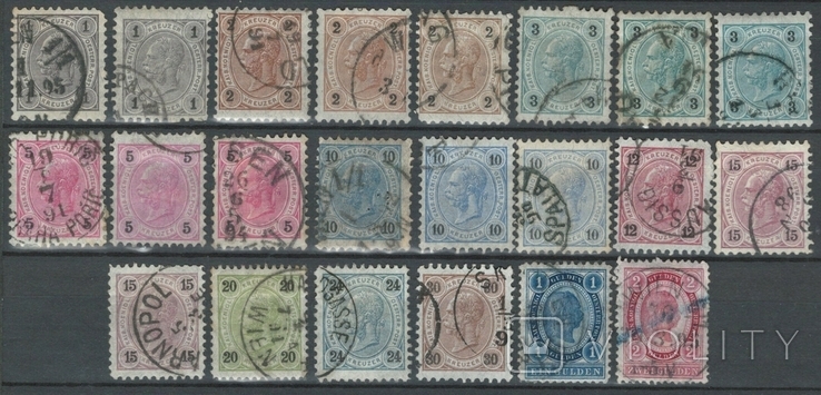 Бц15 Австро-Венгрия 1890 (полупрозрачная бумага, серия без 1 марки, 62 евро)